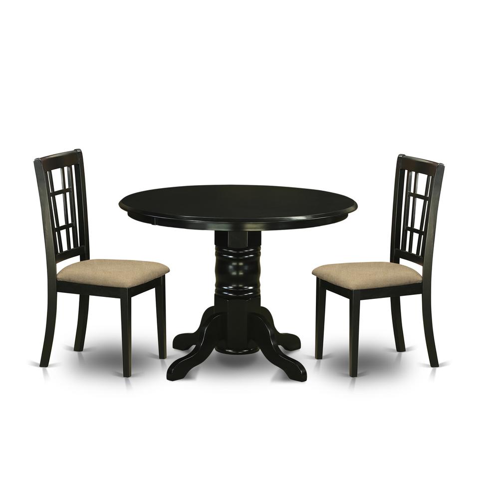 SHNI3-BLK-C 3 PcKitchen Table set-Kitchen dinette Table and 2 Kitchen Chairs. Picture 1