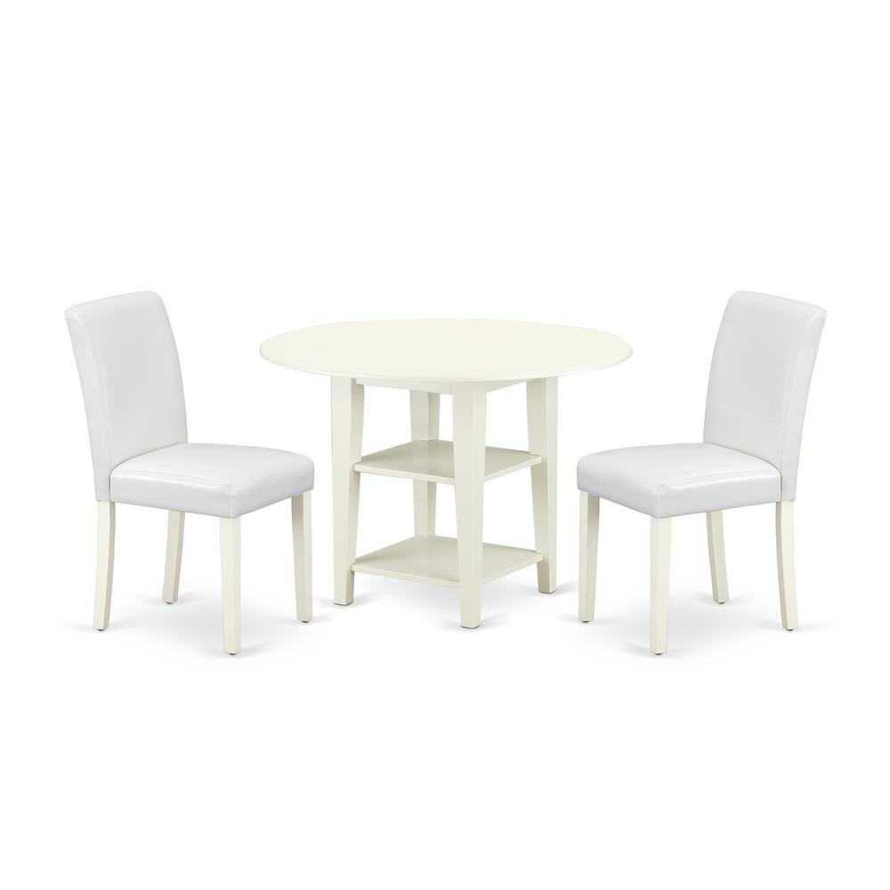 3Pc Round 20/42 Inch Table With 2 11-Inch Drop Leaves And 2 Parson Chair. Picture 1