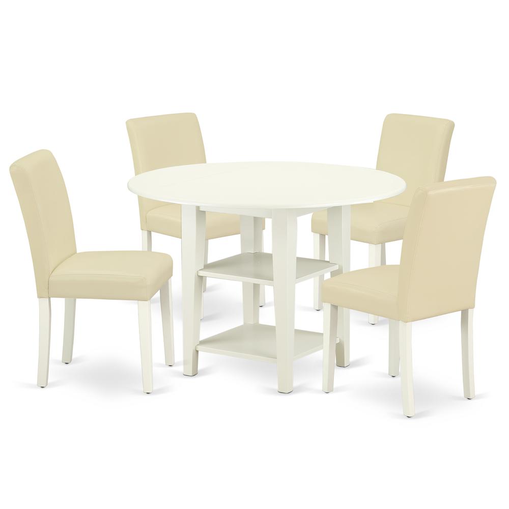 Dining Room Set Linen White, SUAB5-LWH-64. Picture 1