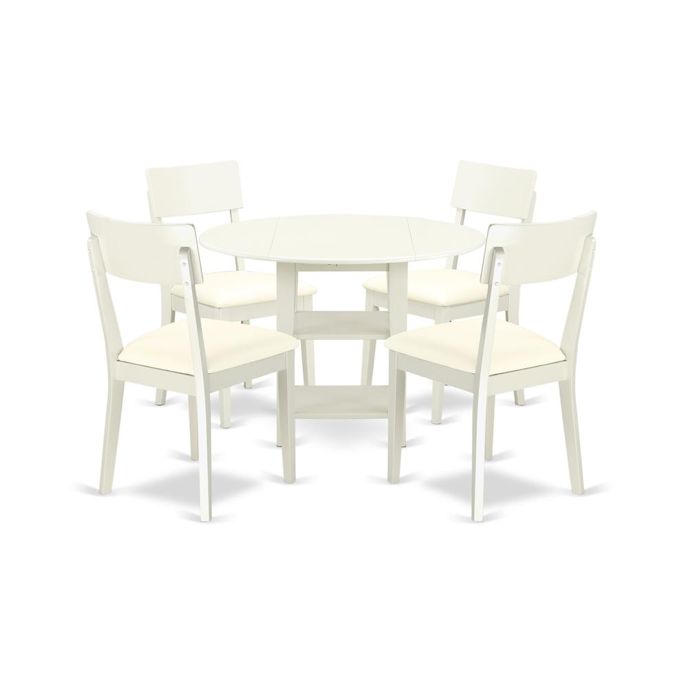 Dining Room Set Linen White, SUAD5-LWH-LC. Picture 1