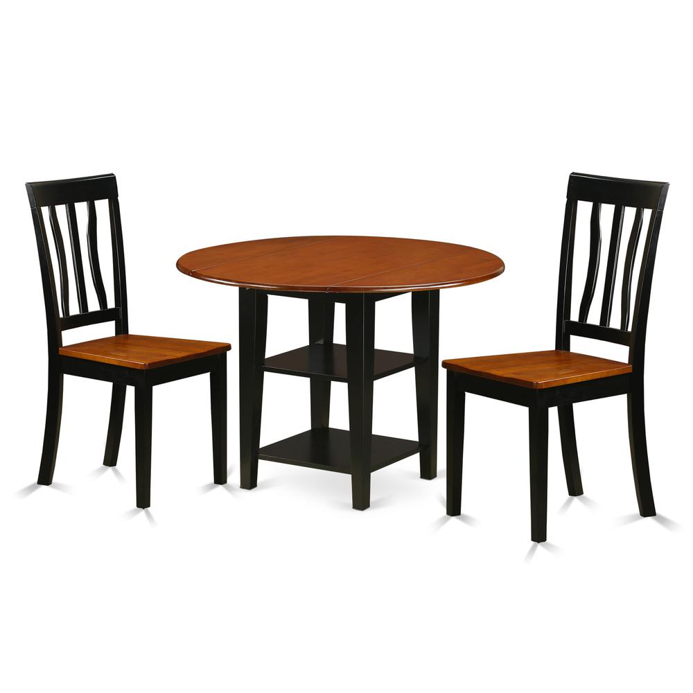 Dining Room Set Black & Cherry, SUAN3-BCH-W. Picture 1