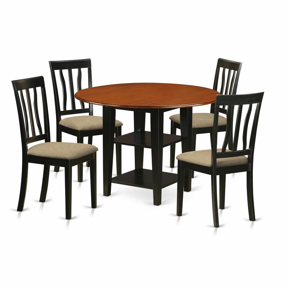 Dining Room Set Black & Cherry, SUAN5-BCH-C. Picture 1