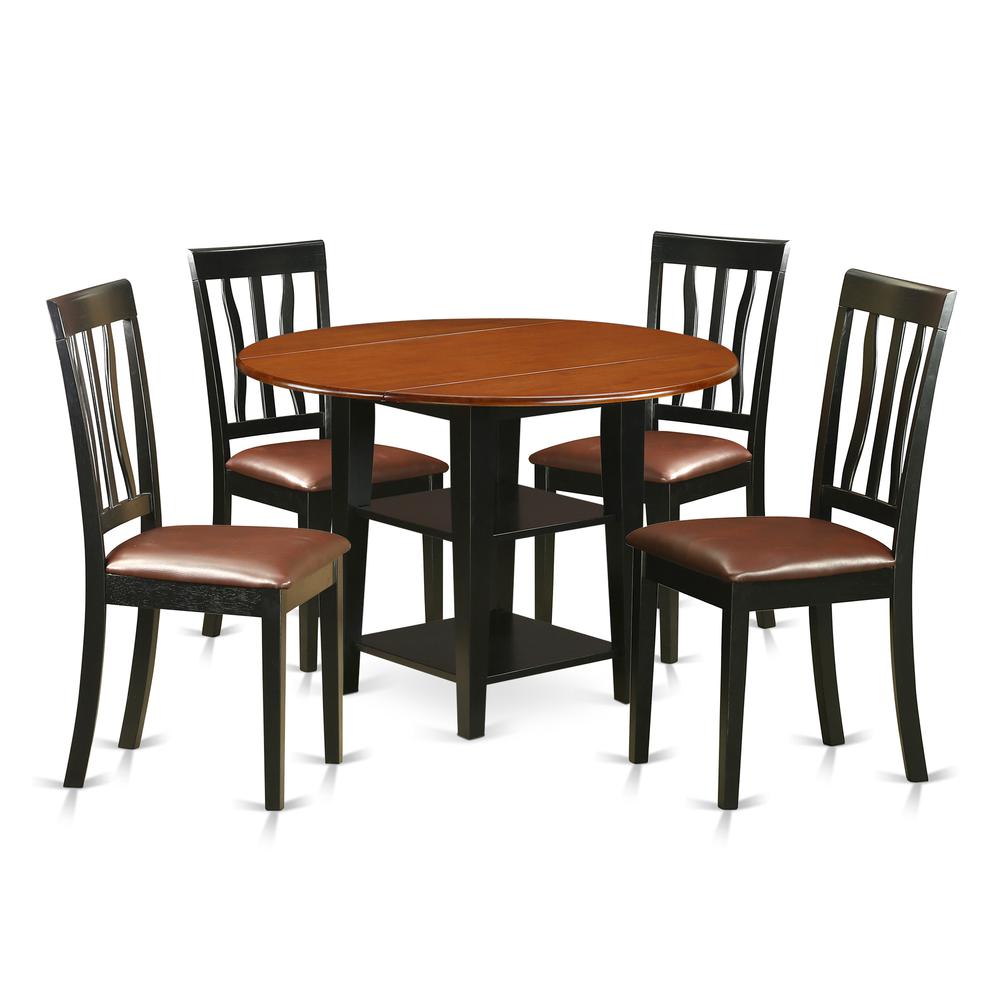 Dining Room Set Black & Cherry, SUAN5-BCH-LC. Picture 1