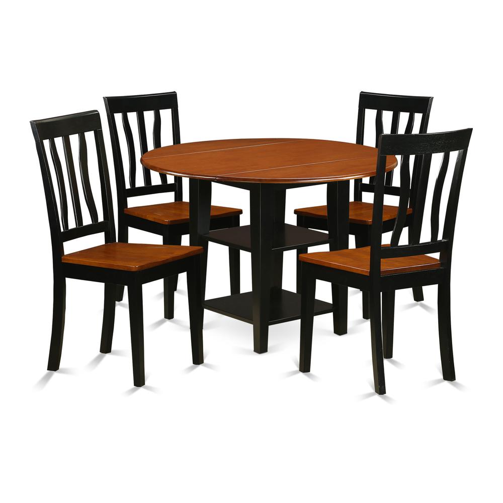 Dining Room Set Black & Cherry, SUAN5-BCH-W. Picture 1