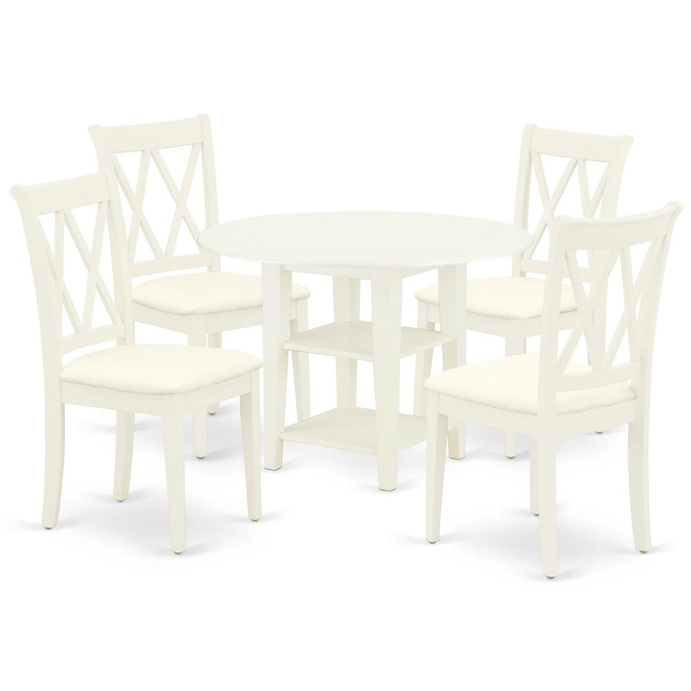 Dining Room Set Linen White, SUCL5-LWH-C. Picture 1