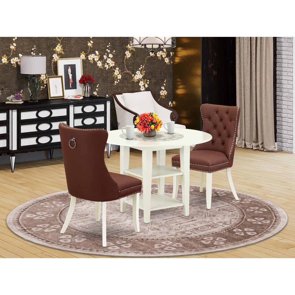 3 Piece Kitchen Dining Set Consists of a Round Dining Table. Picture 1