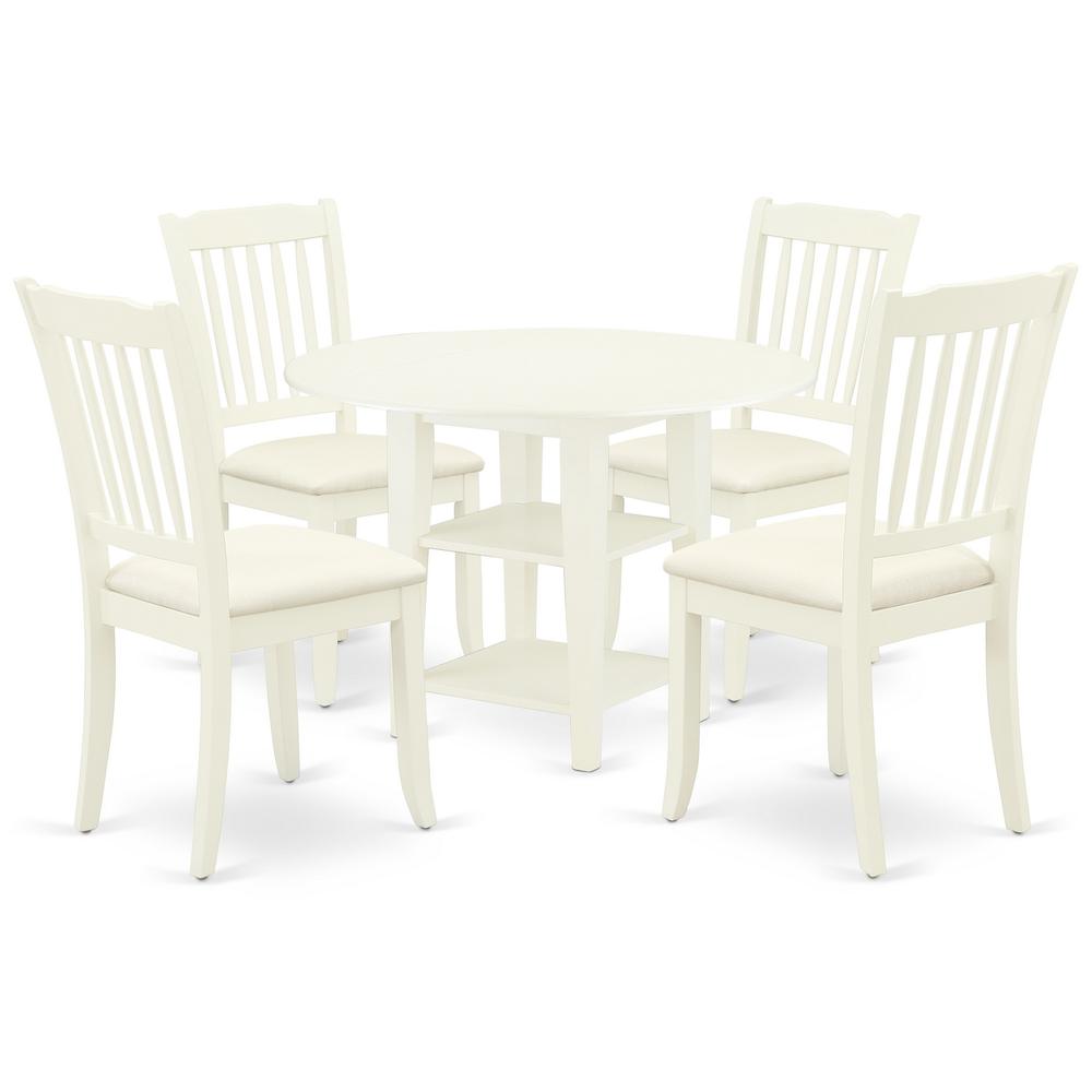 Dining Room Set Linen White, SUDA5-LWH-C. Picture 1