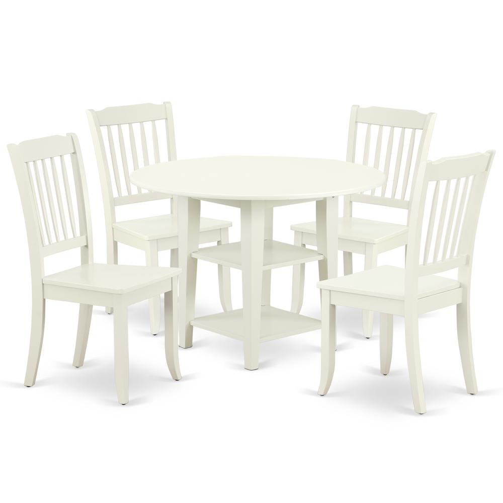 Dining Room Set Linen White, SUDA5-LWH-W. Picture 1