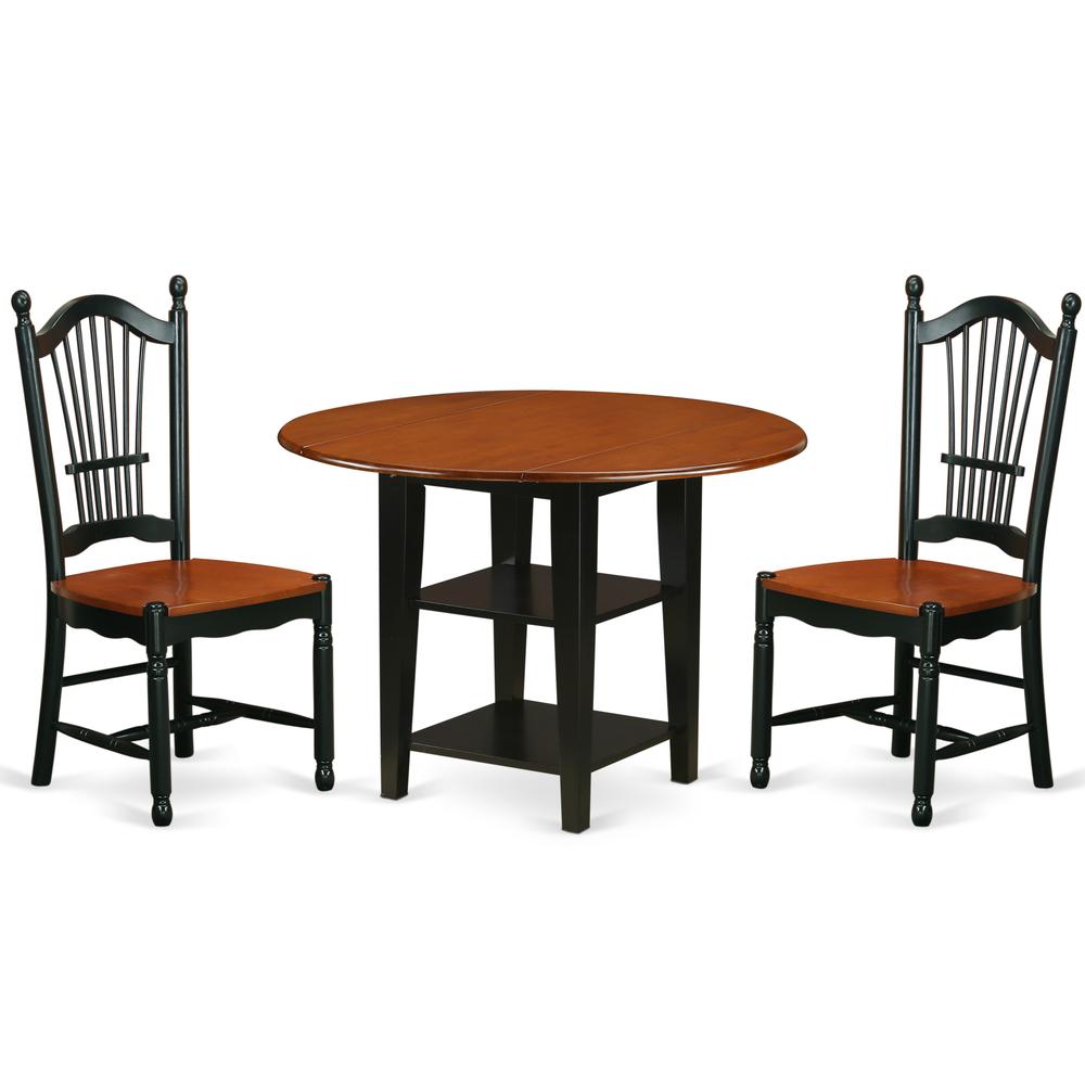 Dining Room Set Black & Cherry, SUDO3-BCH-W. Picture 1