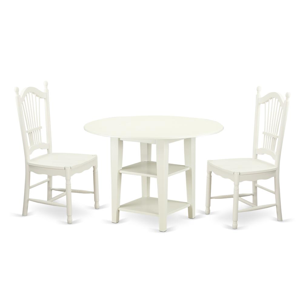 Dining Room Set Linen White, SUDO3-LWH-W. Picture 1