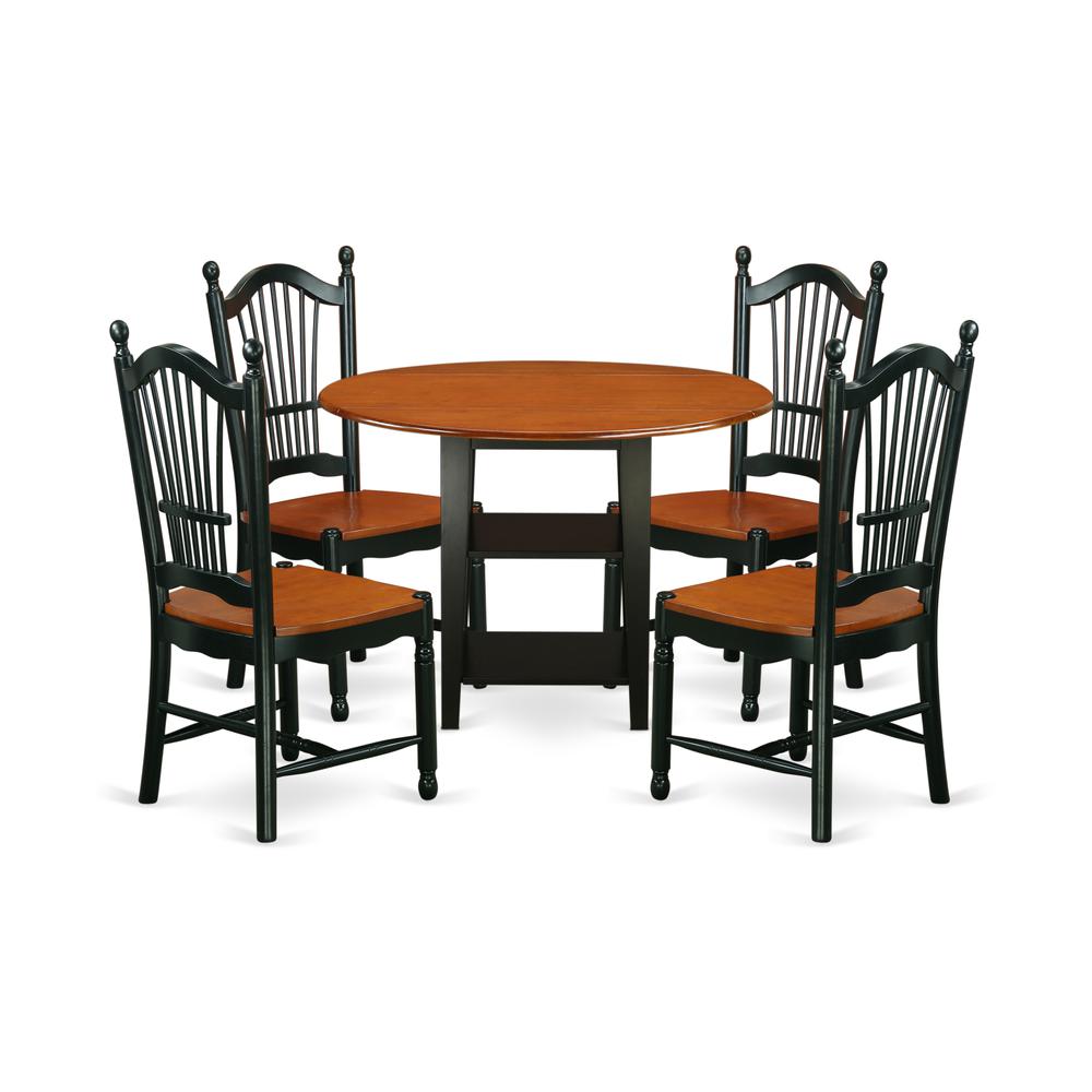 Dining Room Set Black & Cherry, SUDO5-BCH-W. Picture 1