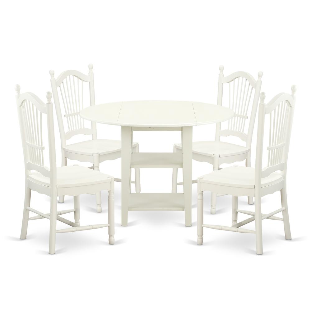 Dining Room Set Linen White, SUDO5-LWH-W. Picture 1