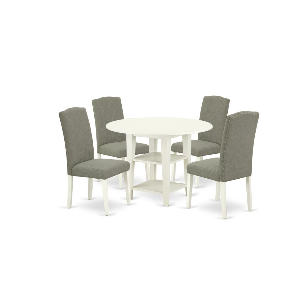 Dining Room Set Linen White, SUEN5-LWH-06. Picture 1