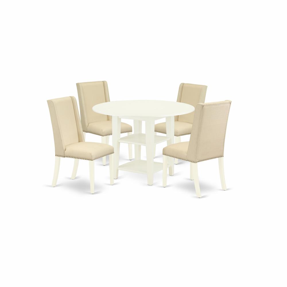 Dining Room Set Linen White, SUFL5-LWH-01. Picture 1