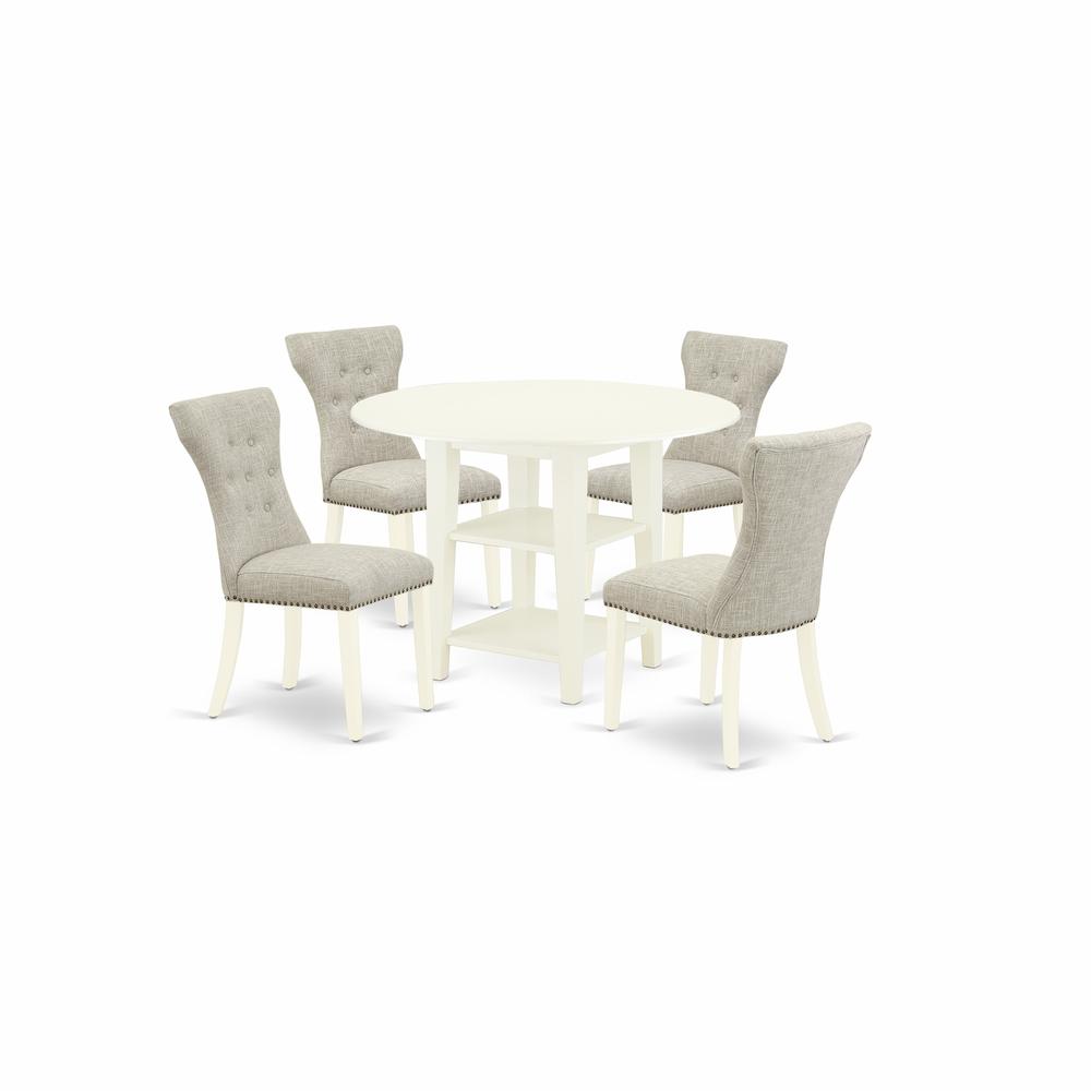 Dining Room Set Linen White, SUGA5-LWH-35. Picture 1