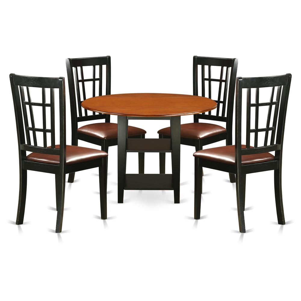 Dining Room Set Black & Cherry, SUNI5-BCH-LC. Picture 1