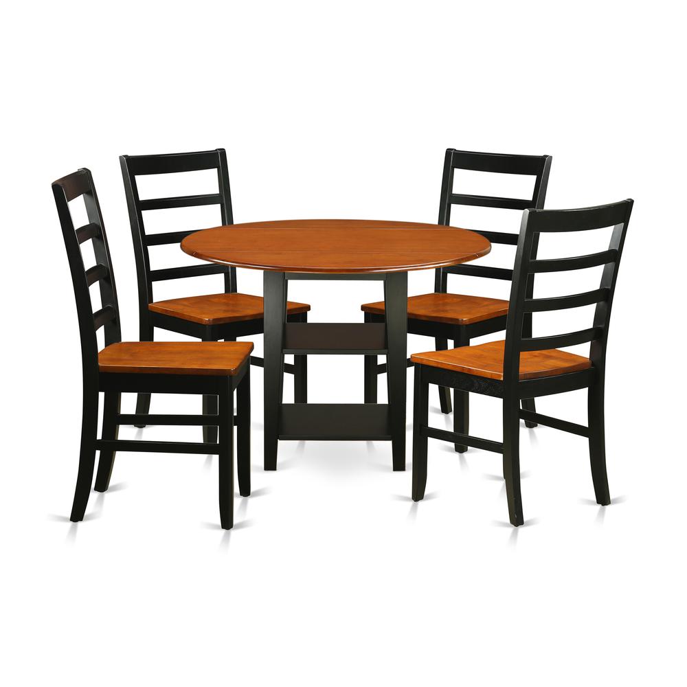 Dining Room Set Black & Cherry, SUPF5-BCH-W. Picture 1