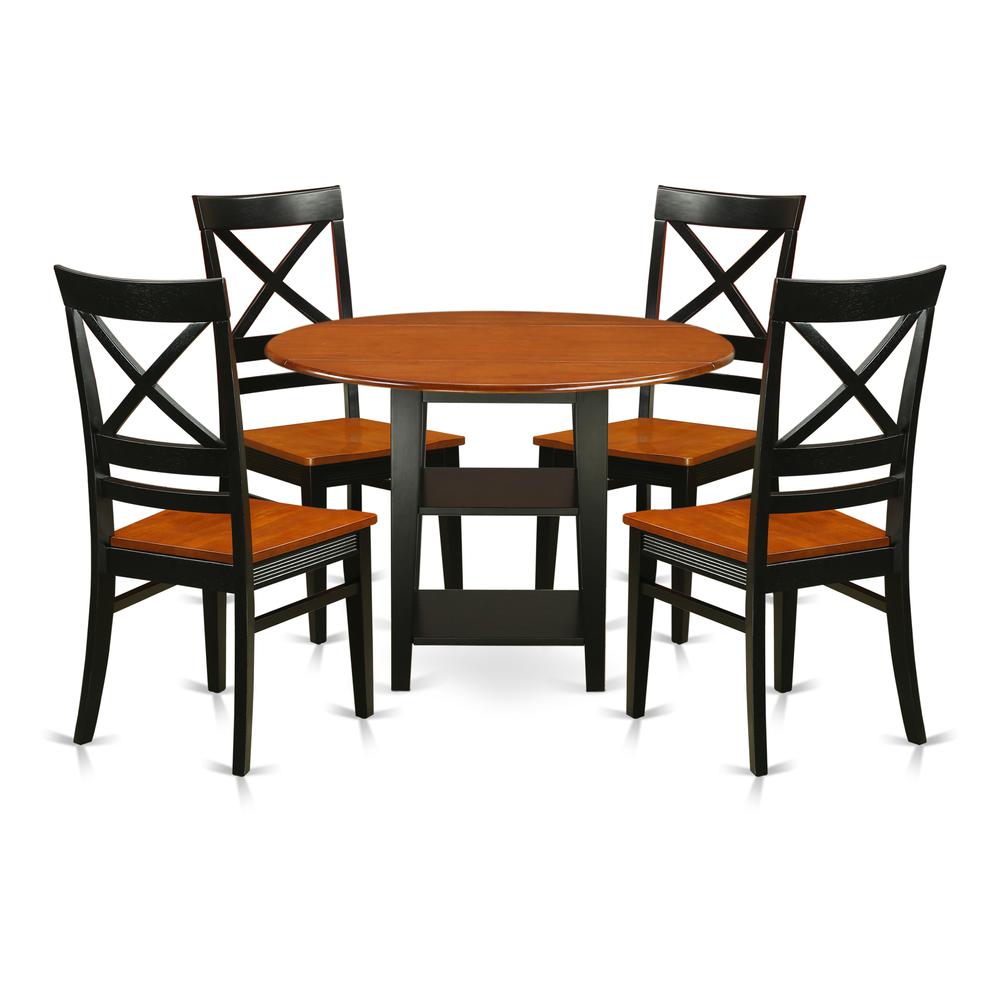 Dining Room Set Black & Cherry, SUQU5-BCH-W. Picture 1