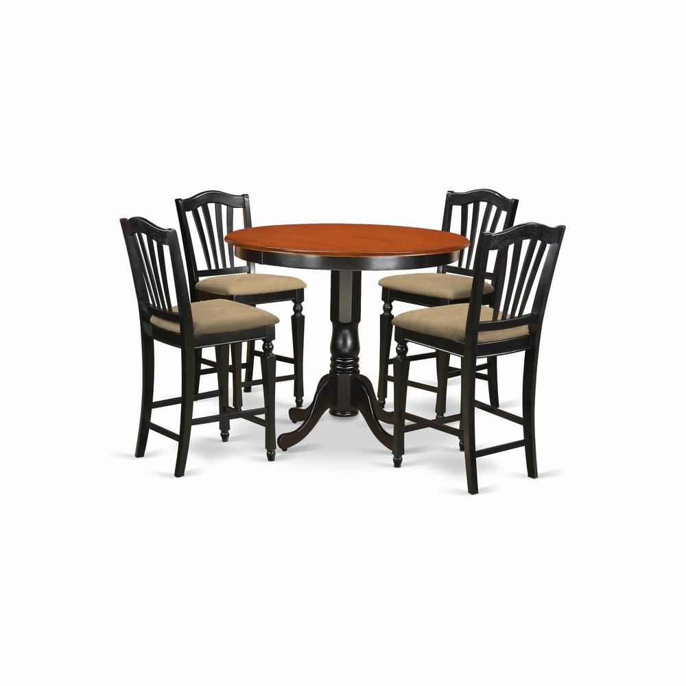 TRCH5-BLK-C 5 PC counter height Table and chair set-pub Table and 4 Kitchen bar stool. The main picture.