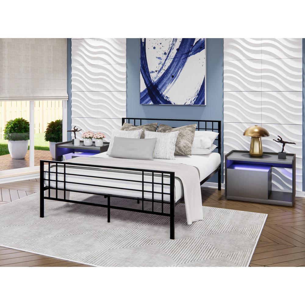 Tyler Bed Frame with 9 Metal Legs - High-class Bed in Powder Coating Black Color. Picture 1