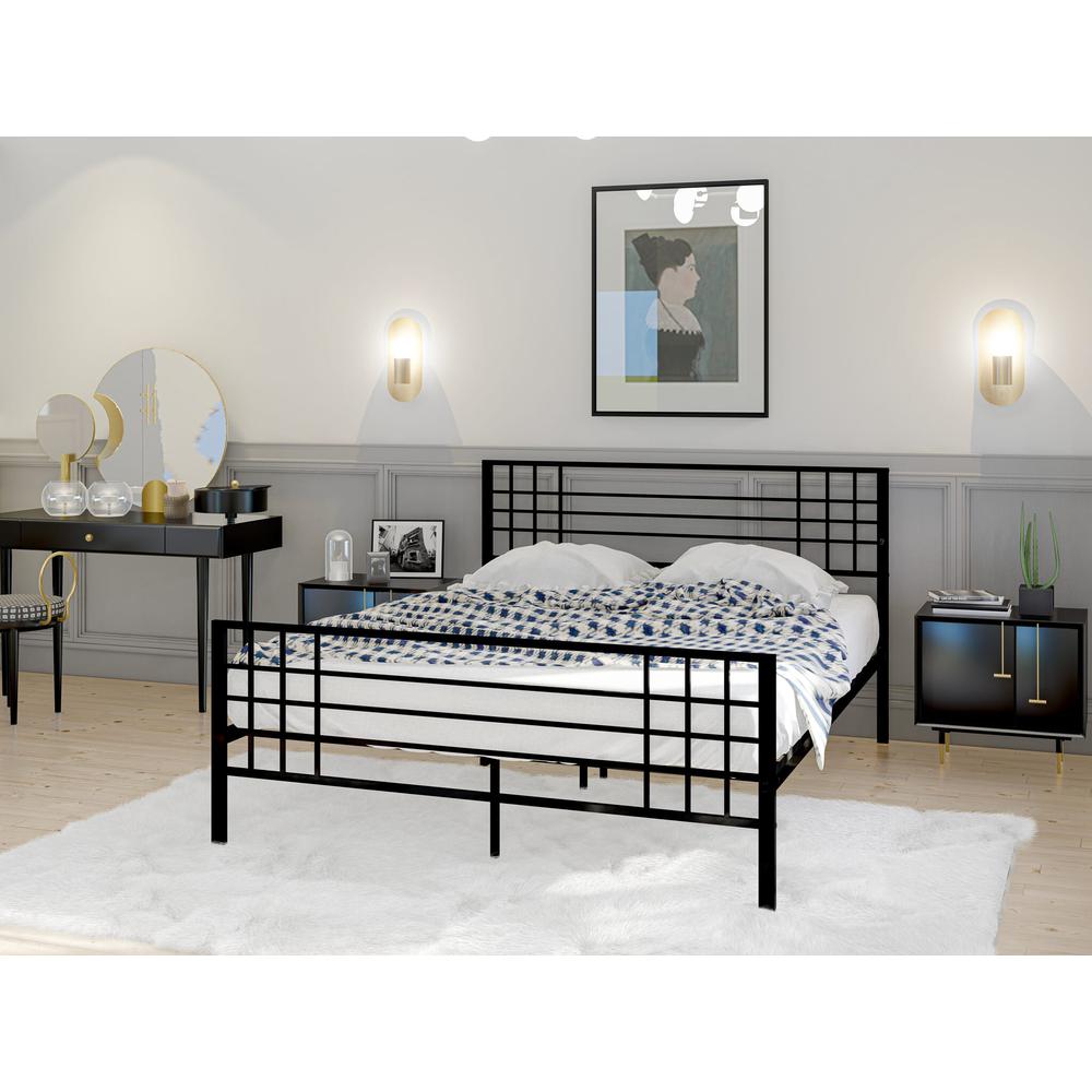 Tyler Queen Platform Bed with 9 Metal Legs - Magnificent Bed in Powder Coating Black Color. Picture 1