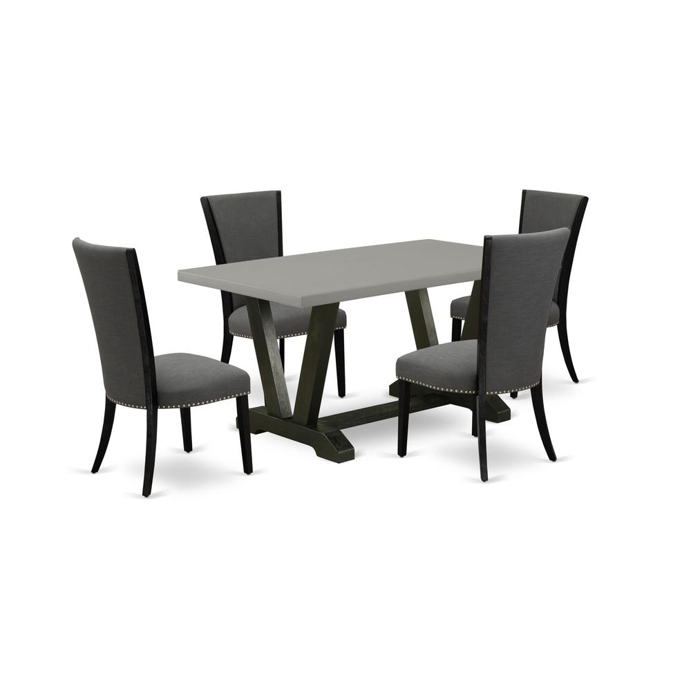 5 Piece Set Includes a Rectangle Dining Room Table with V-Legs. Picture 1