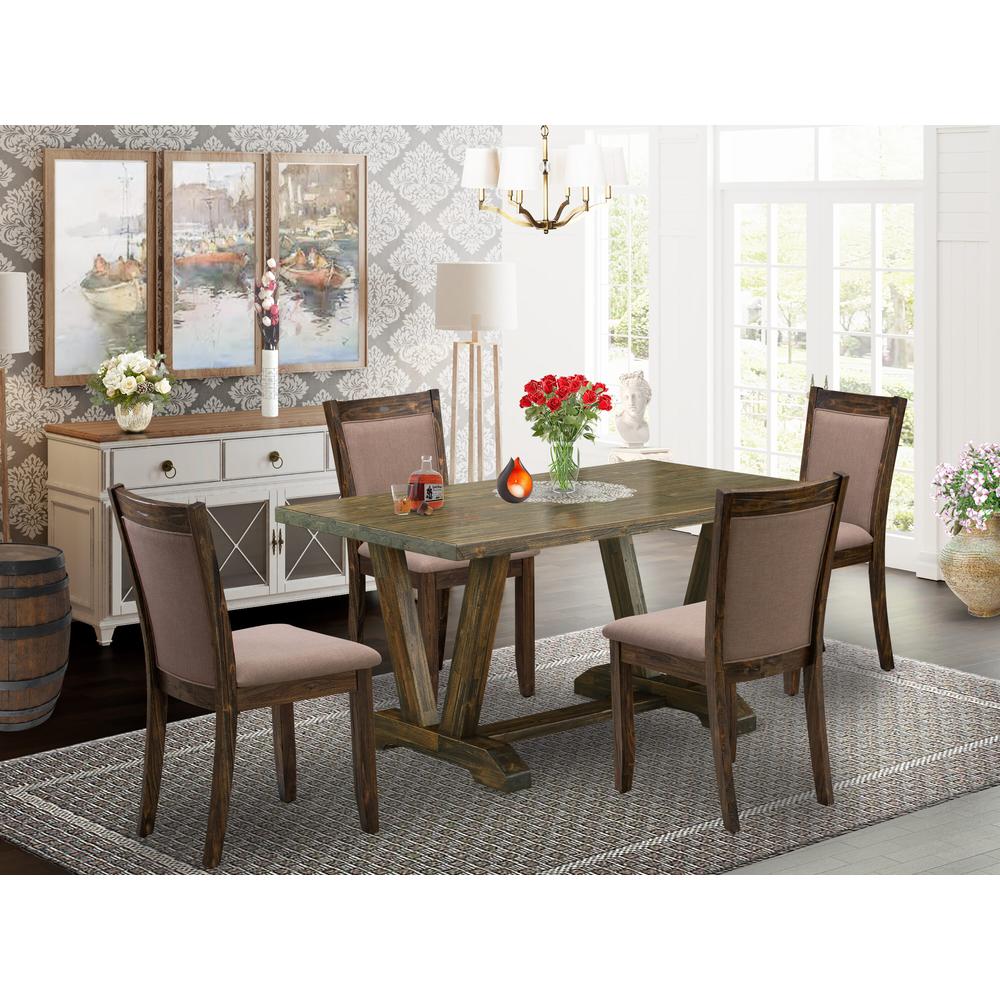 V776MZ748-5 - 5-Pc Dinette Set - 4 dining room chairs and 1 Dining Table (Distressed Jacobean Finish). Picture 1