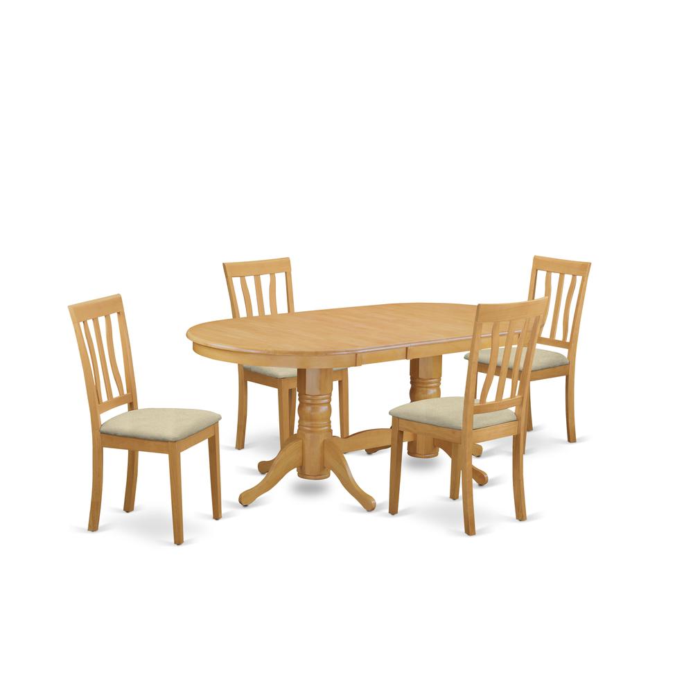 VAAN5-OAK-C 5 Pc Dinette Table set - Kitchen Table and 4 Kitchen Dining Chairs. Picture 1
