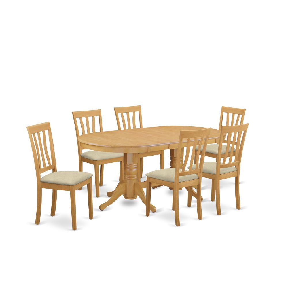 VAAN7-OAK-C 7 PcTable set - Kitchen Table and 6 Kitchen Chairs. Picture 1