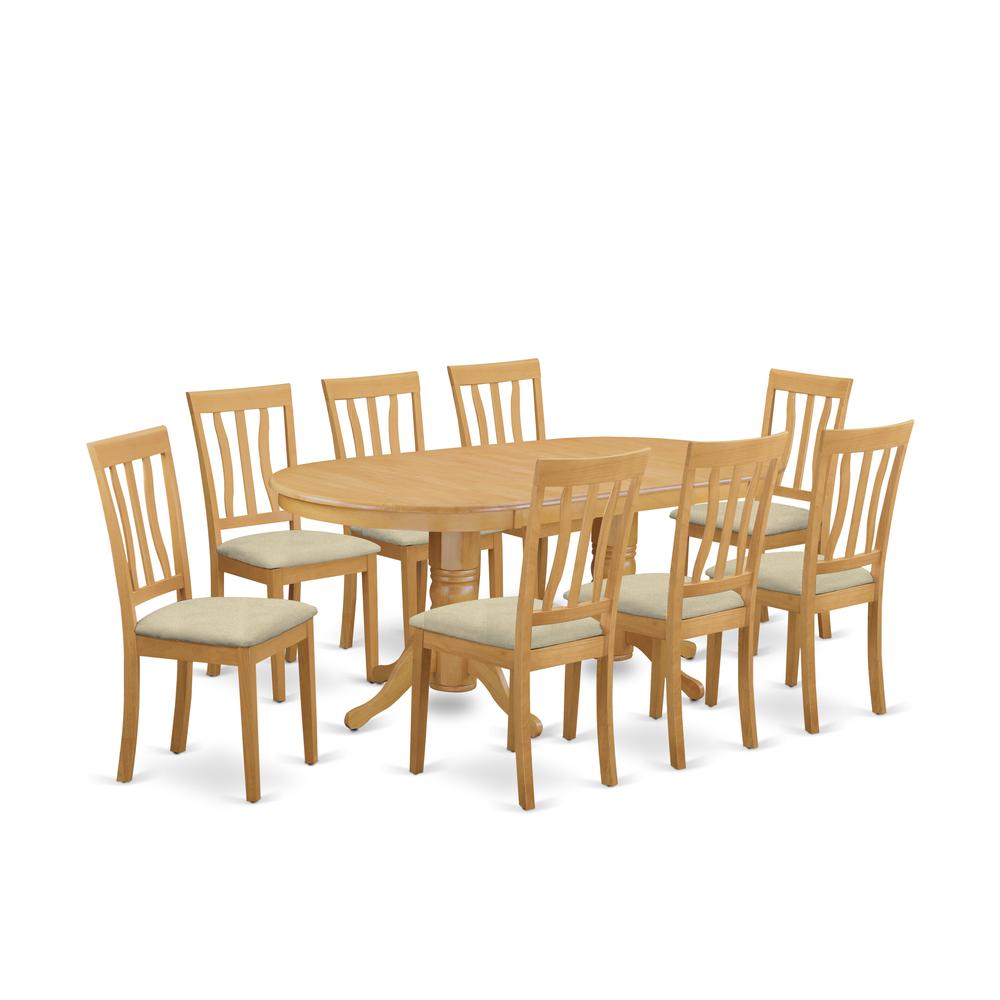 VAAN9-OAK-C 9 PC Dining room set - Kitchen dinette Table and 8 Kitchen Dining Chairs. Picture 1