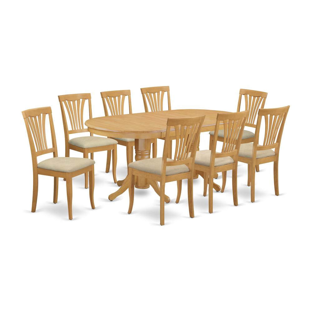 VAAV9-OAK-C 9 Pc Dining room set Dining Table with Leaf and 8 Dining Chairs. The main picture.