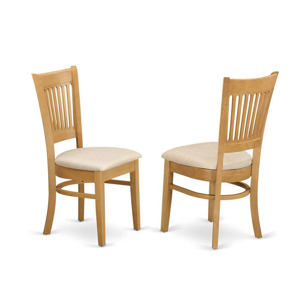 VAC-OAK-C Vancouver Linen Fabric Seat Dining Chairs - Oak Finish set of 2. Picture 1