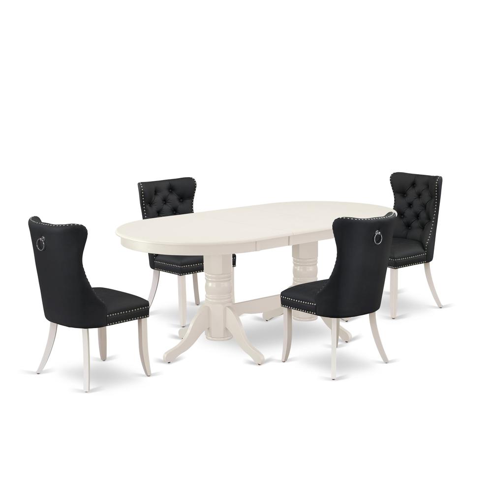 5 Piece Kitchen Set Contains an Oval Dining Table with Butterfly Leaf. Picture 6