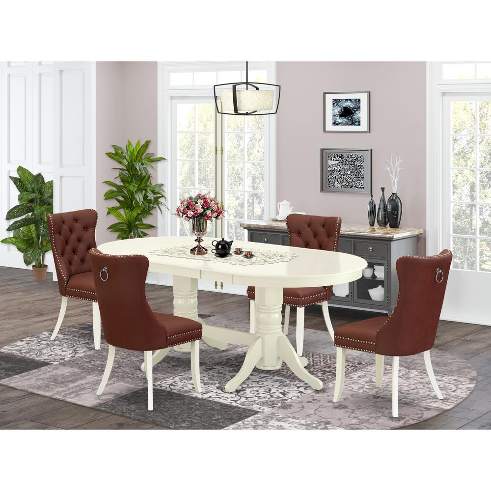 5 Piece Dinette Set Contains an Oval Dining Table with Butterfly Leaf. Picture 1