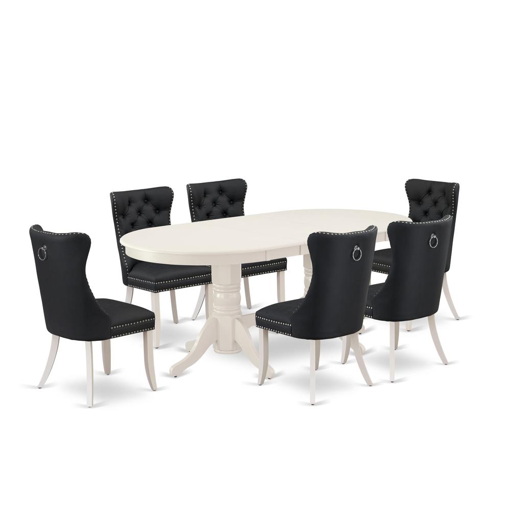 7 Piece Dining Set Consists of an Oval Kitchen Table with Butterfly Leaf. Picture 6