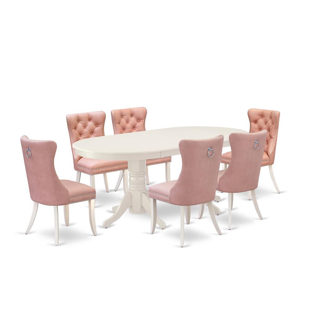 7 Piece Dinette Set Contains an Oval Dining Table with Butterfly Leaf. Picture 6