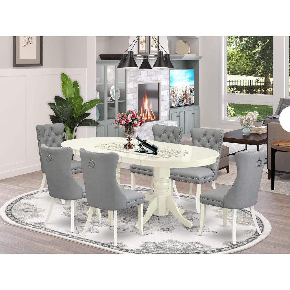 7 Piece Kitchen Table Set Consists of an Oval Dining Table with Butterfly Leaf. Picture 1