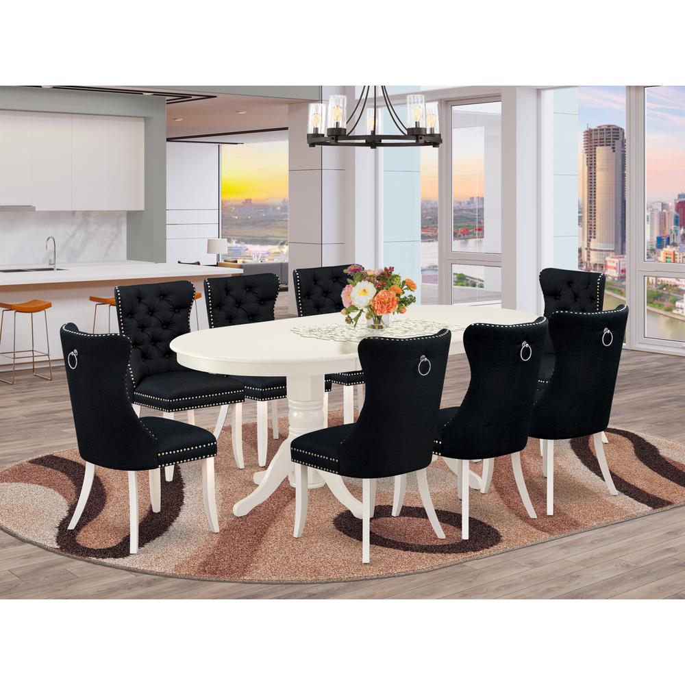 9 Piece Dining Room Set Contains an Oval Wooden Table with Butterfly Leaf. Picture 1