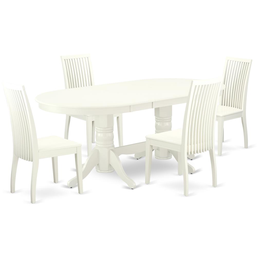 Dining Room Set Linen White, VAIP5-LWH-W. Picture 1