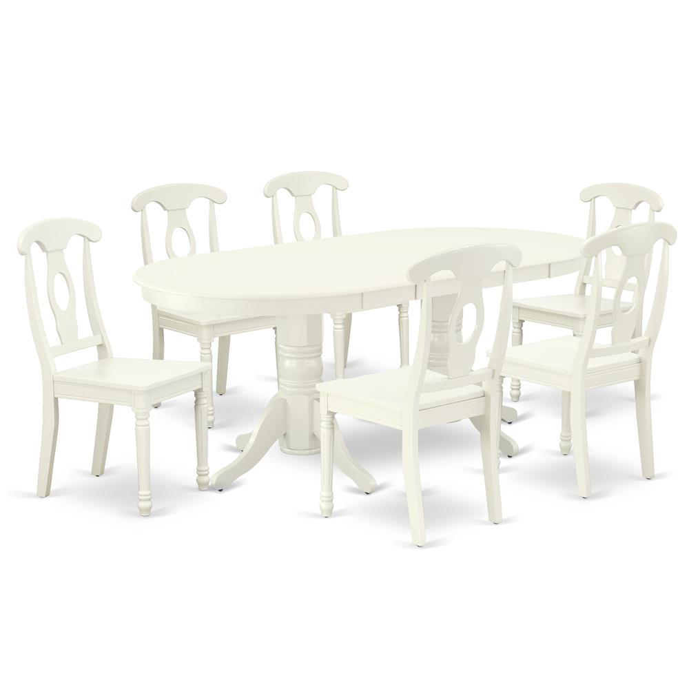 Dining Room Set Linen White, VAKE7-LWH-W. Picture 1