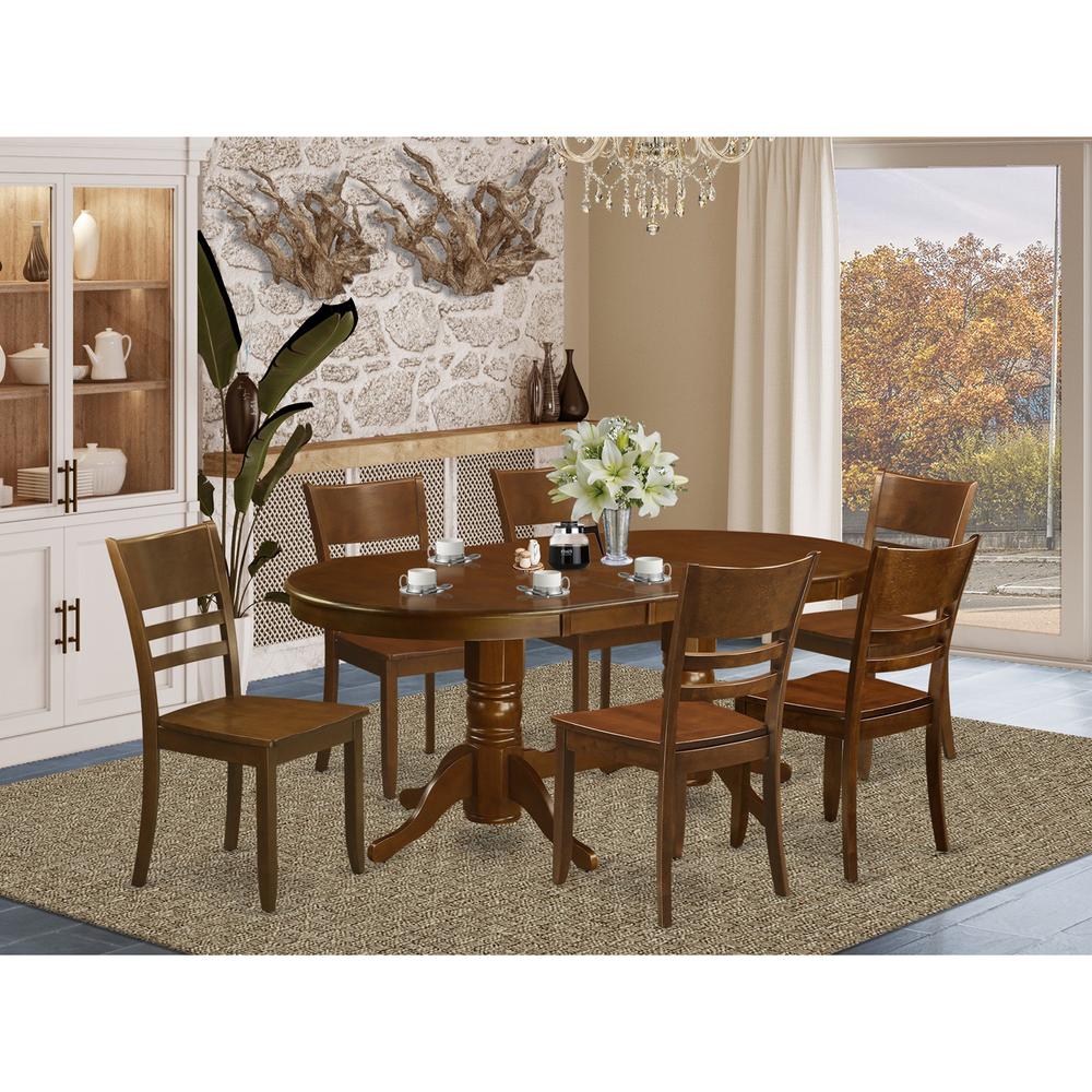 Pc  set  Vancouver  Table  with  a  17in  Leaf  and  6  Wood  Kitchen  Chairs  in  Espresso  .. Picture 1