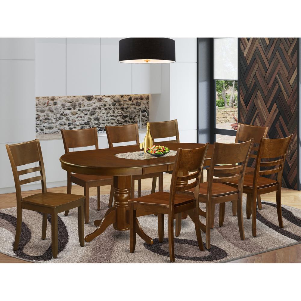 9  Pc  set  Vancouver  Kitchen  Table  with  a  17in  Leaf  and  8  Upholstered  Seat  Chairs  in  Espresso  .. Picture 1