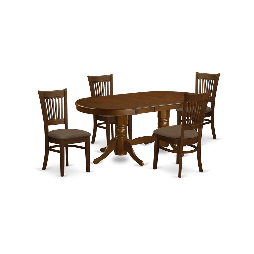 VANC5-ESP-C 5 Pc Dining room set for 4 Table with Leaf and 4 Kitchen Dining Chairs. Picture 1