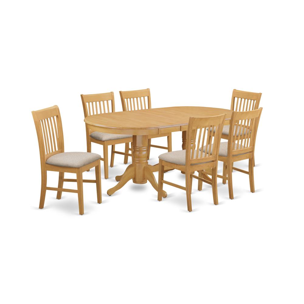 VANO7-OAK-C 7 Pc Dinette set - Kitchen dinette Table and 6 dinette Chairs. Picture 1