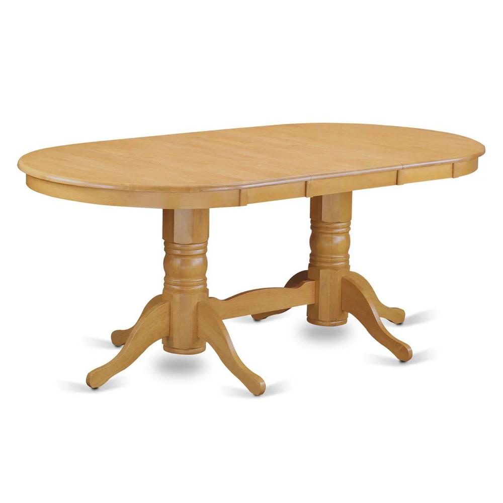 Vancouver  rectangular  round  corner  dining    table  with  17  in  self  storage  leaf  finish  in  Oak. Picture 1