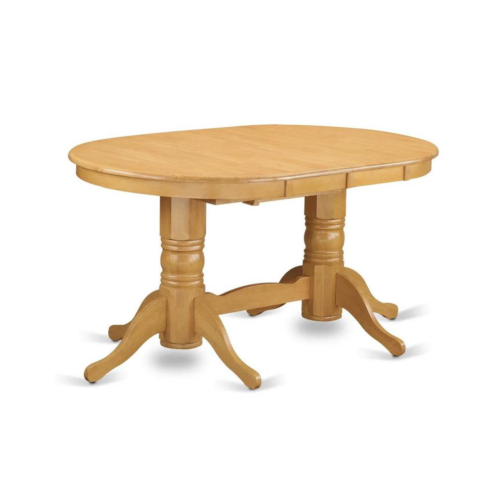 Vancouver  rectangular  round  corner  dining    table  with  17  in  self  storage  leaf  finish  in  Oak. Picture 2