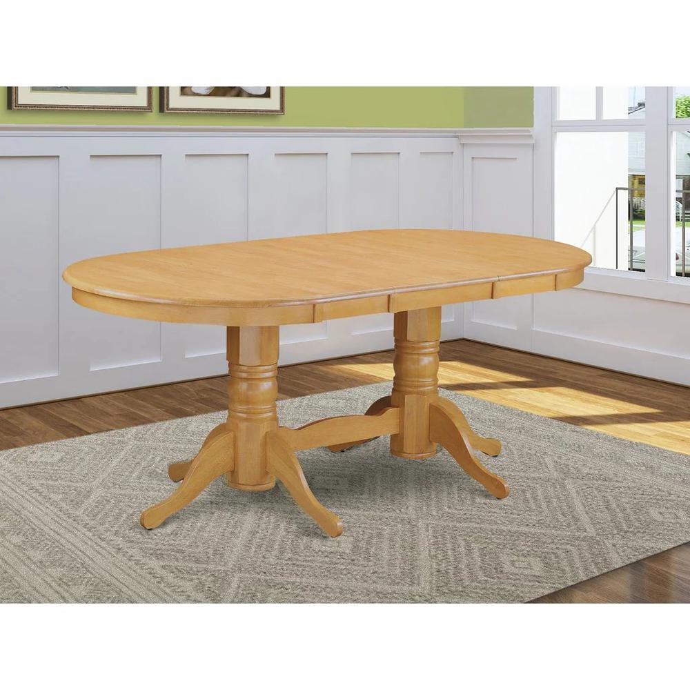 Vancouver  rectangular  round  corner  dining    table  with  17  in  self  storage  leaf  finish  in  Oak. Picture 4