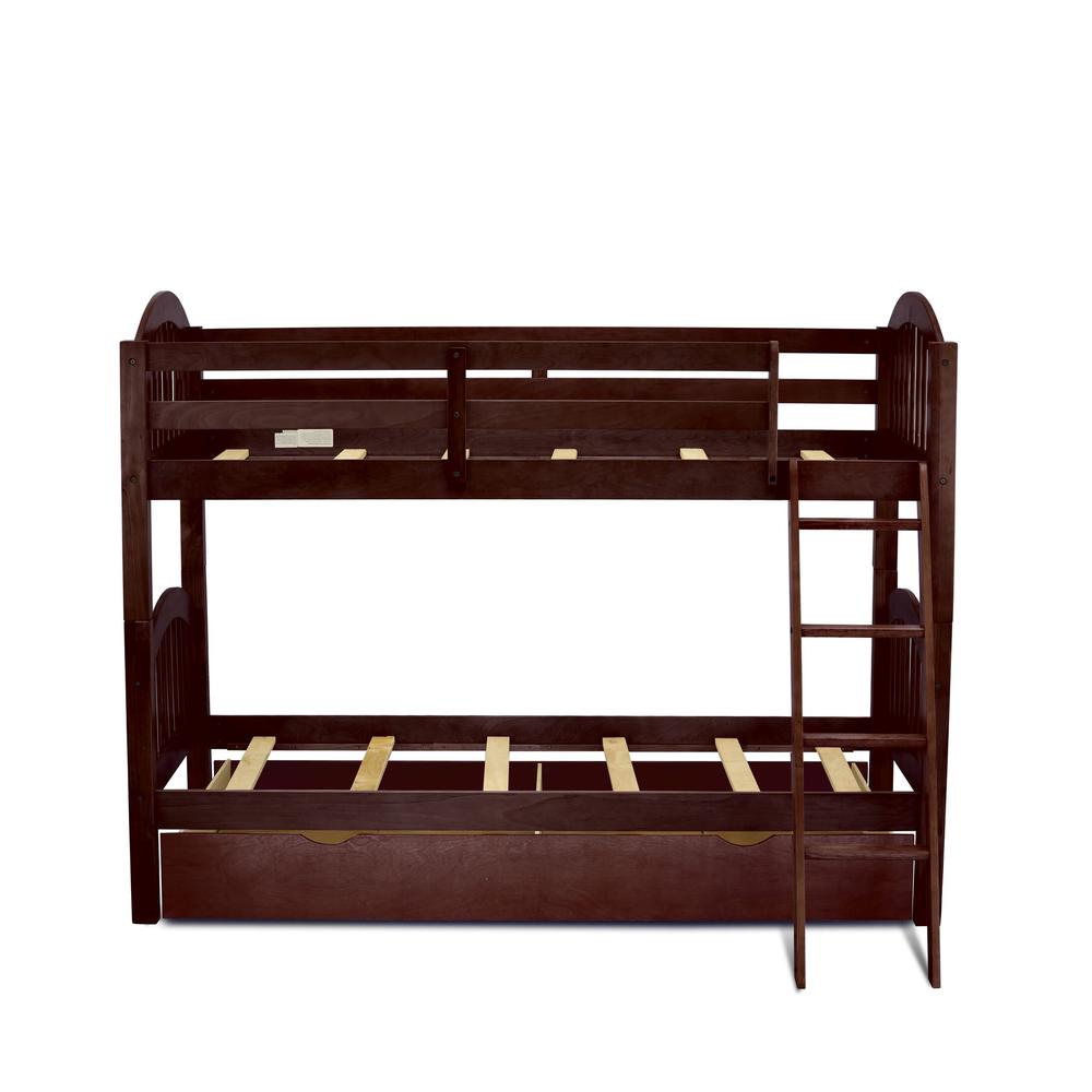 Verona Twin Bunk Bed in Java Finish with Convertible Trundle & Drawer. Picture 4