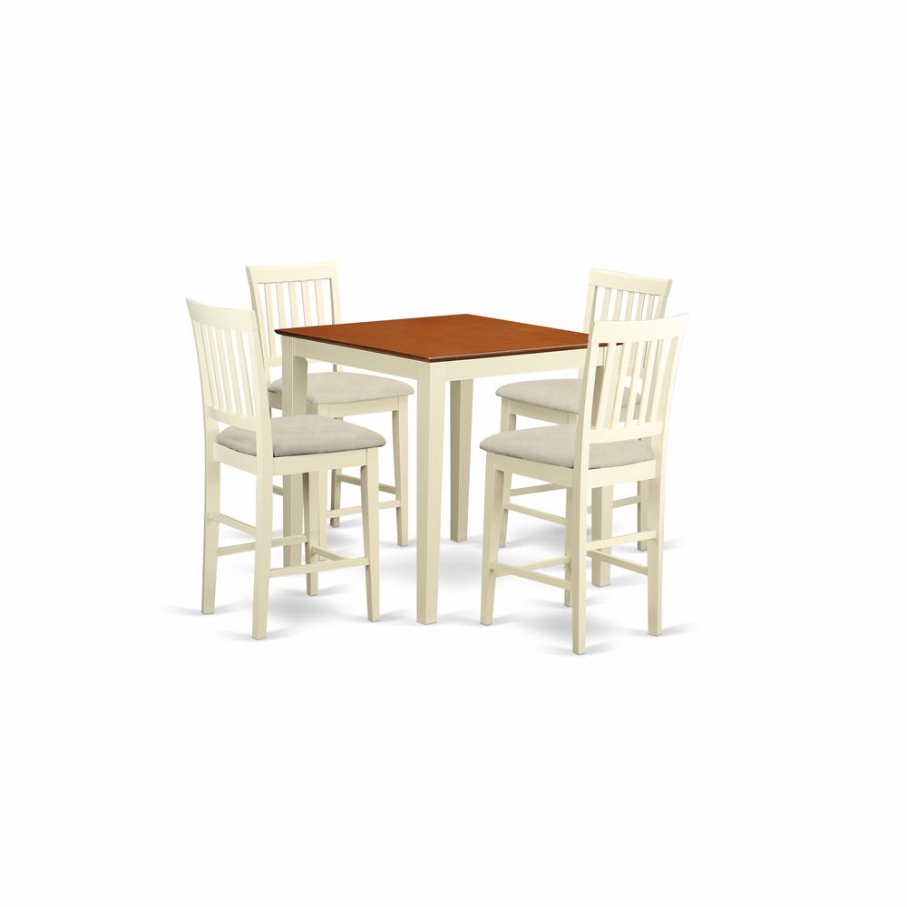 VERN5-WHI-C 5 Pc counter height pub set - counter height Table and 4 Kitchen Dining Chairs.. Picture 1
