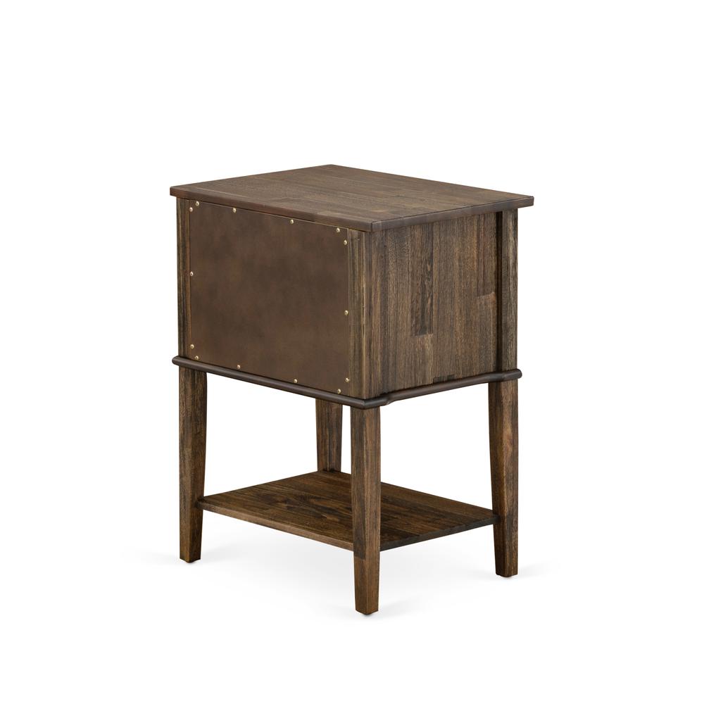 East West Furniture VL-07-ET Wood Side Table with 2 Wood Drawers for Bedroom, Stable and Sturdy Constructed - Distressed Jacobean Finish. Picture 5